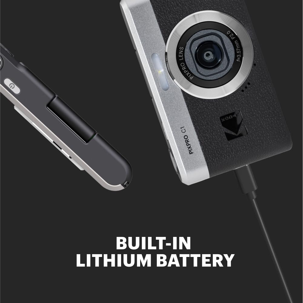 KODAK Pixpro C1 – Ультракомпактная цифровая камера  13 МП BSI CMOS, 4-кратный зум, 2,8-дюймовый ЖК-экран, Встроенная светодиодная вспышка – Черный