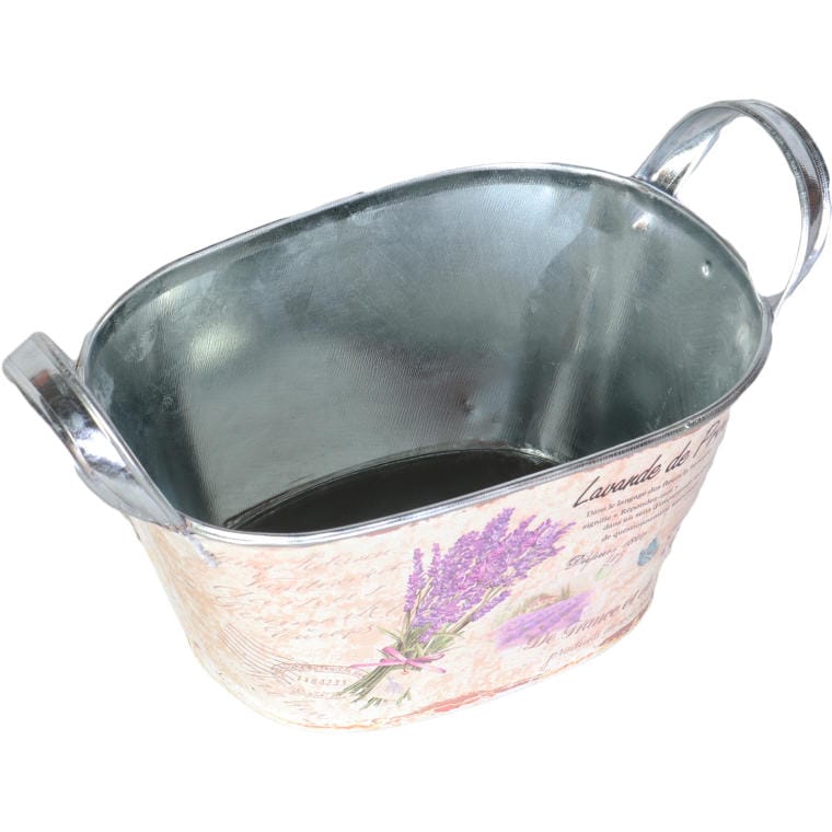 Oval Galvanized Cover with Floral Pattern