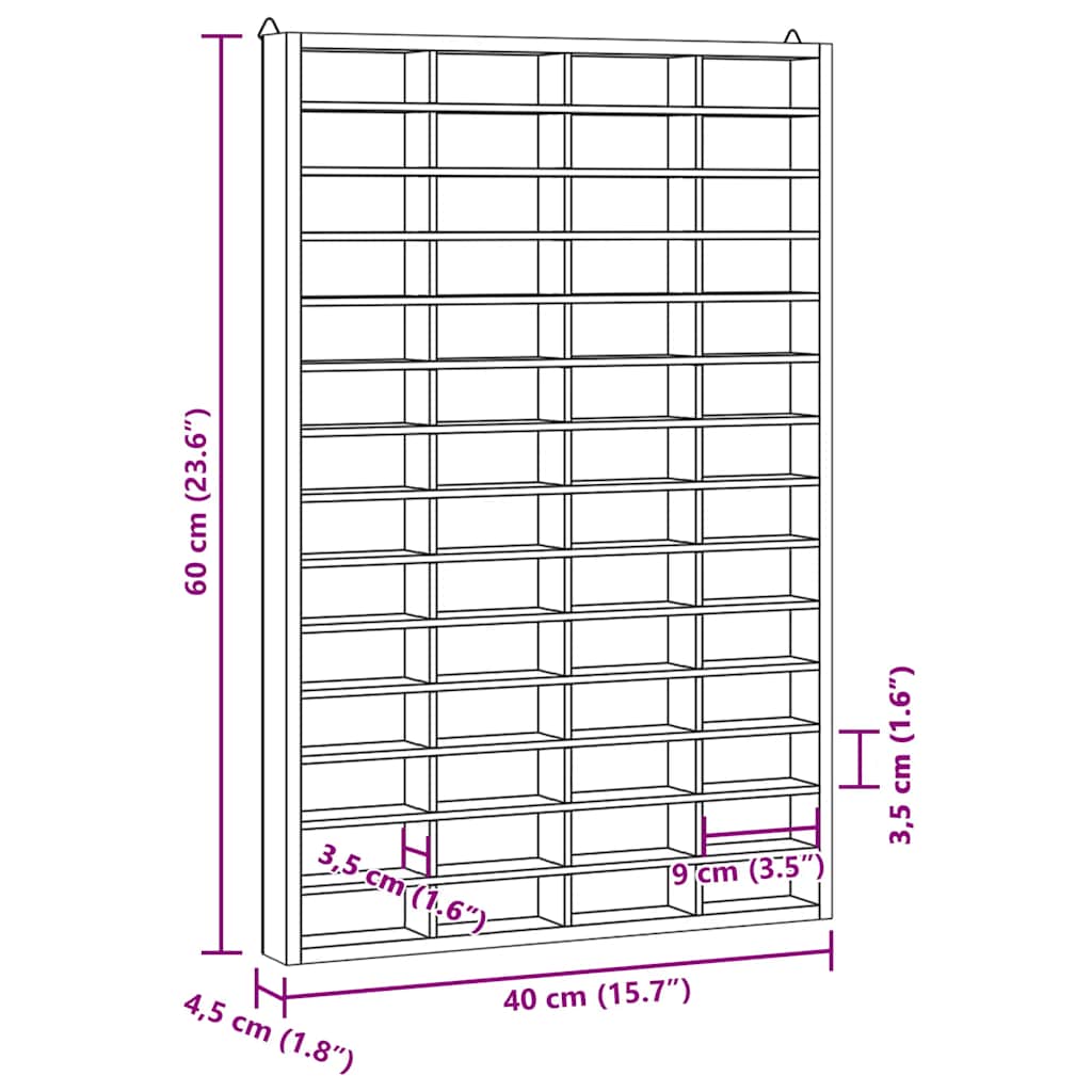 Wooden Collector Display Cabinet with 56 Compartments 40 x 4.5 x 60 cm