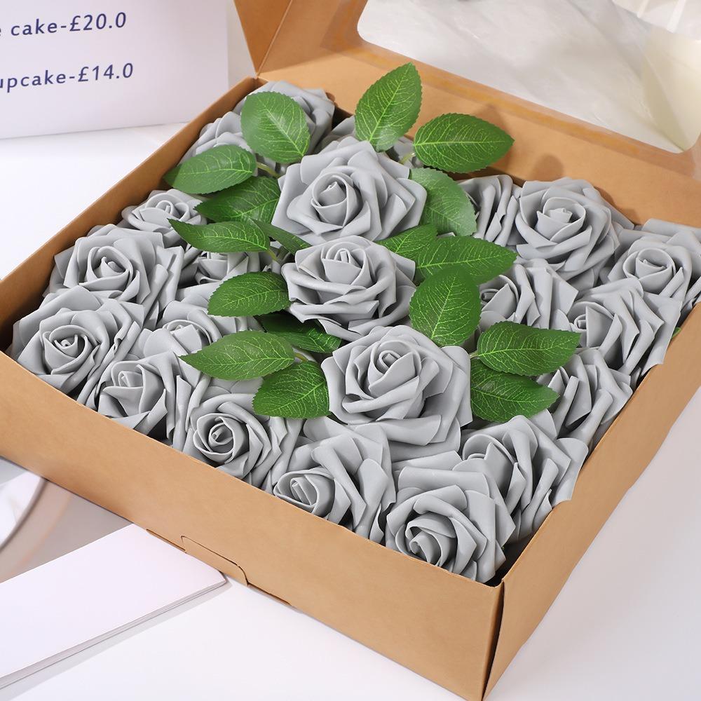 25Pcs Artificial Rose Flowers Foam Fake Faux Flowers Roses for DIY Wedding Bouquets Decoration Party Home Decor Garden Ornament