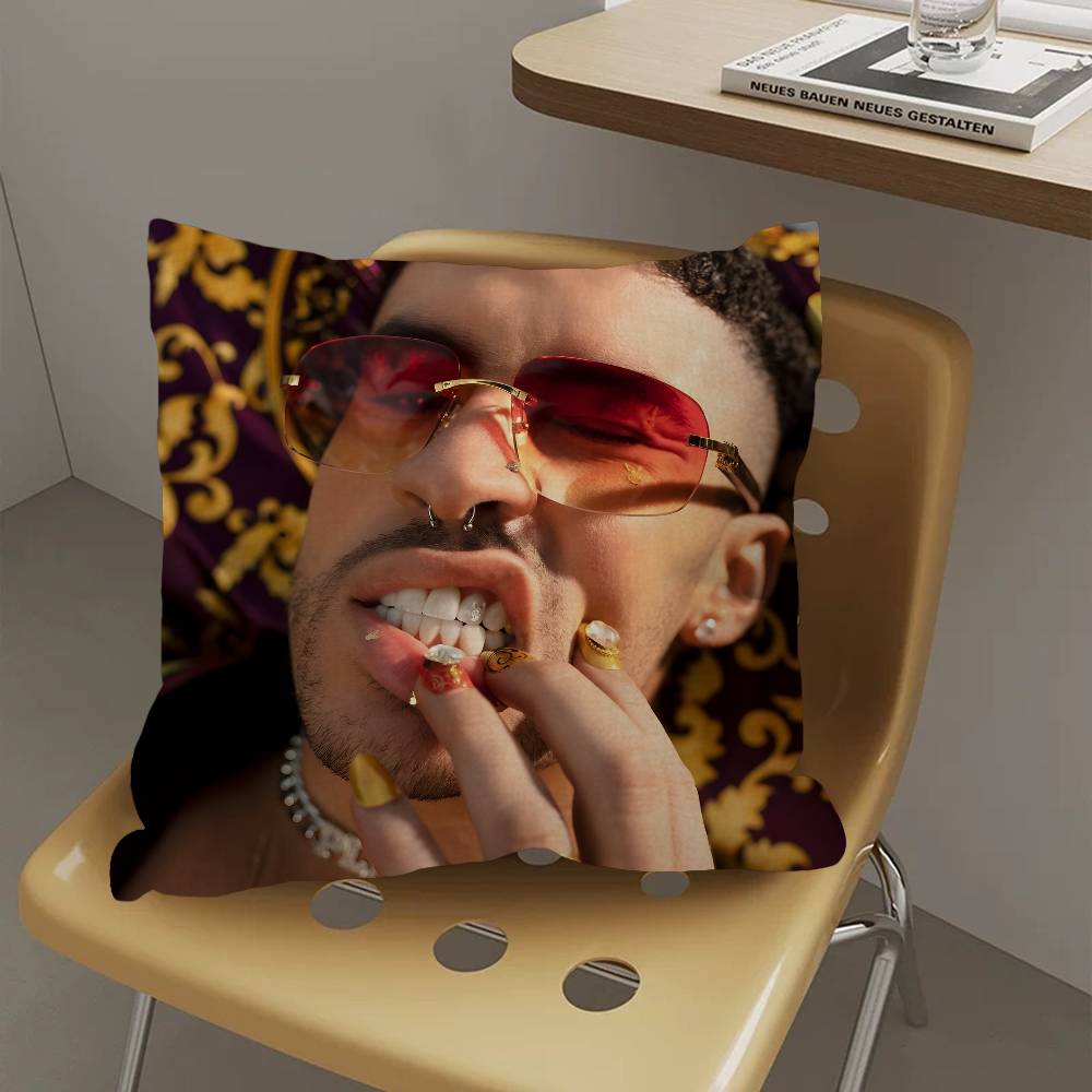 Подушка с изображением певца Bad Bunny Аниме-подушка Подушка для изголовья дивана-кровати Чехол для подушки Чехол для подушки x см Модная