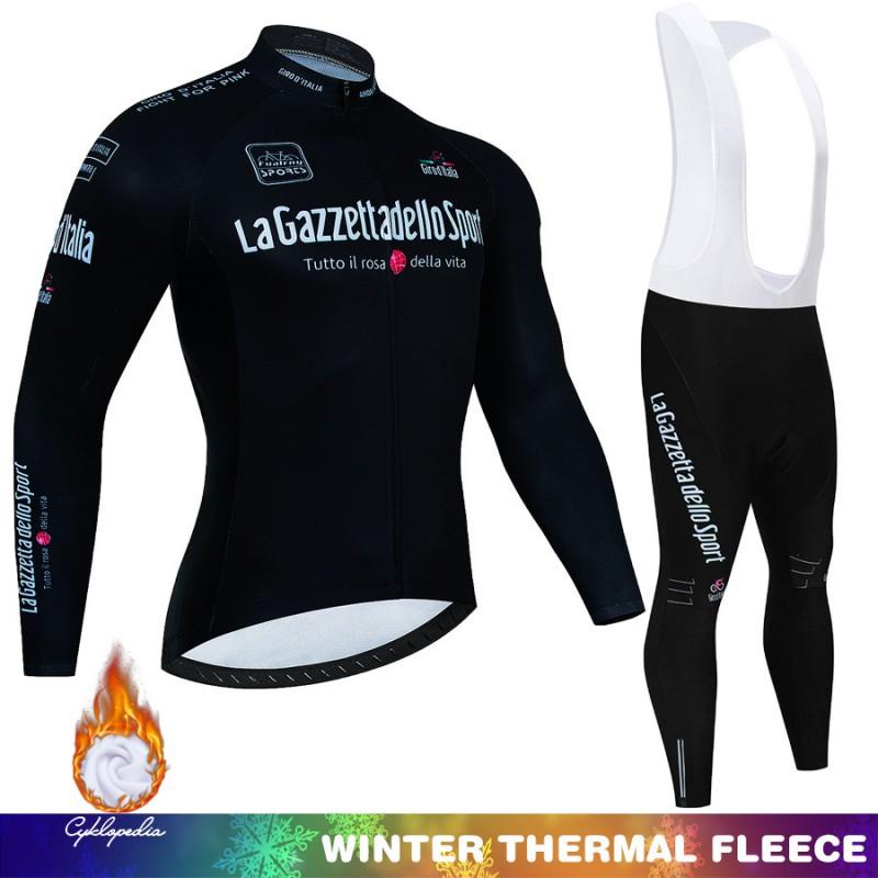 Winter Cycling Jersey Bib Tights Set Mountain Bike Riding Warm Fleece Long Sleeve Unisex
