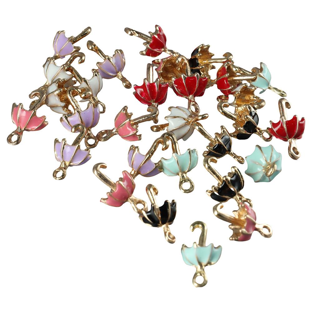 30pcs 3D Umbrella Vintage Bumbershoot Hanging Charms 6 Colors Enamel Charms DIY Jewelry Making