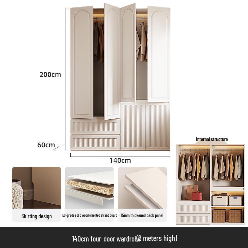 Modern Solid Wood Wardrobe: Light Luxury Storage Solution for Small Apartments