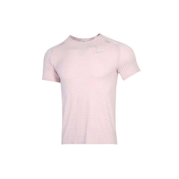 Nike T Shirts Men's Light Pink Crew Neck Moderate Straight Fit CJ5345-663