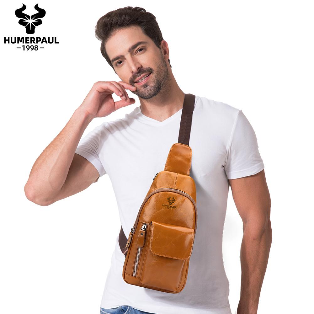 Humerpaul Мужская кожаная нагрудная сумка большой емкости для нагрудной сумки для мобильного телефона 30*17,5*8 см