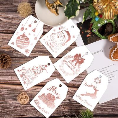 Мода 60 шт. Веселые рождественские этикетки DIY красочные подарочные упаковочные бумажные бирки Веселые рождественские бирки Рождественская елка