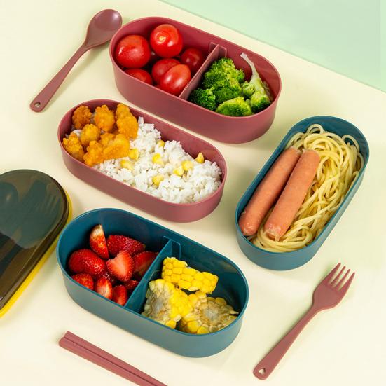 Двухслойный ланч-бокс с посудой, герметичный бенто-бокс объемом 800 мл, легкий термостойкий контейнер для приготовления еды для школы, работы, пикников