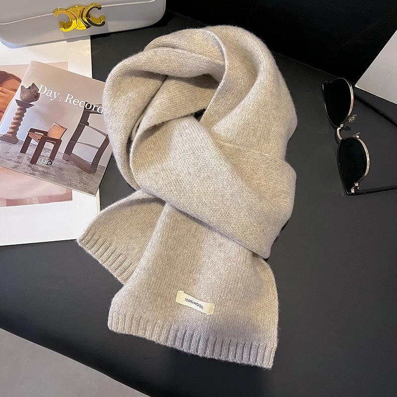 Australian Pure Wool Cashmere Scarf - Unisex Winter Warm Knitted Solid Color