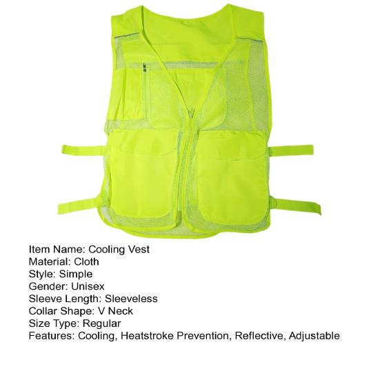 Охлаждающий жилет для мужчин и женщин, регулируемый, дышащий сетчатый ледяной жилет с 4 карманами, летняя прохладная куртка для жаркой погоды, для работы на открытом воздухе, рыбалки, велоспорта