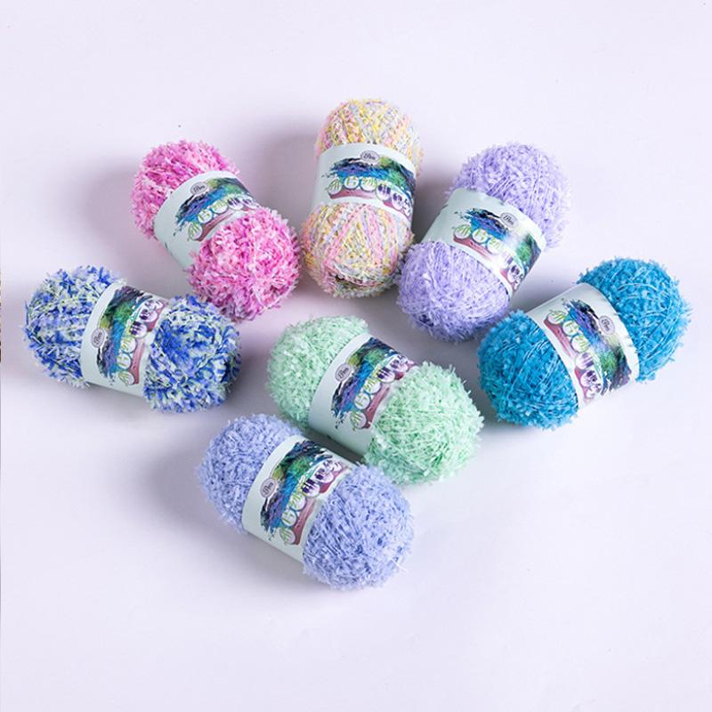 1PC Rainbow 160M Scarf Hat Sweater Colorful 50g/roll DIY Butterfly Paper Yarn Crochet Thread Fancy Blend