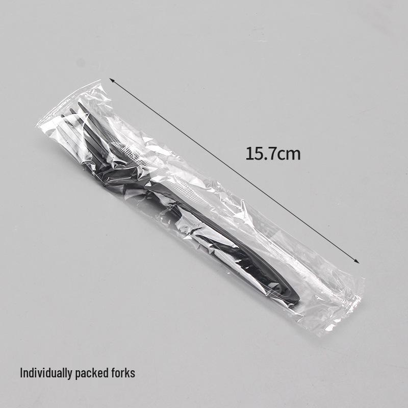 6-inch Disposable Plastic Cutlery Set: Individually Packaged Knife, Fork, and Spoon.