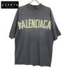 Balenciaga 739764 Футболка оверсайз с логотипом Tape, мятая, топы XS, серый, б/у