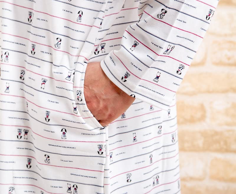 Маска для сна для глаз Мягкая и гладкая трикотажная ткань с собачкой Длинная передняя часть Размеры 32011 Пижама K's, Принт, 100% хлопок, Приятная к коже, Рукава, Прорезь,