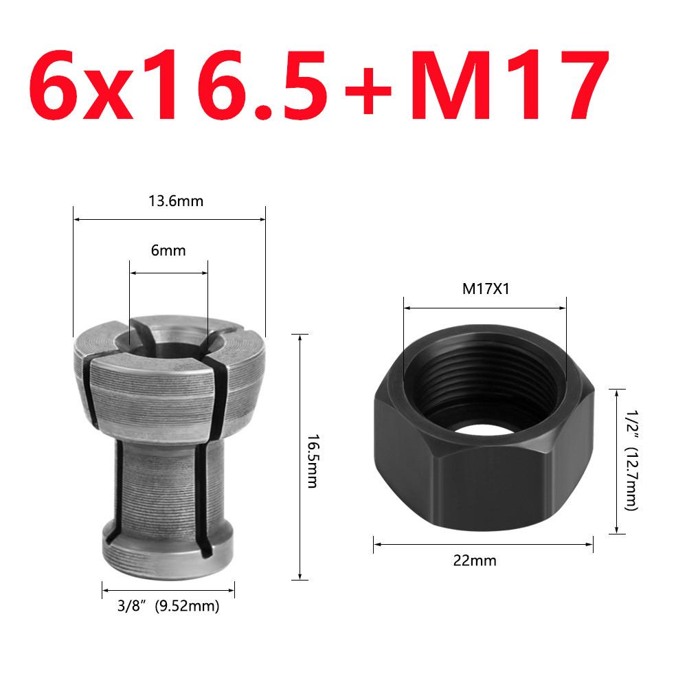 Адаптер цангового патрона M17 6/6.35/8мм Аксессуары для гравировально-фрезерной машины, электрического фрезера, фрезера по дереву, фрезерного инструмента