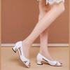 Туфли-лодочки на квадратном каблуке с открытым носком, лето 2025, дышащие, модные, сандалии на одной педали для улицы, европейский и американский универсальный стиль, женская обувь