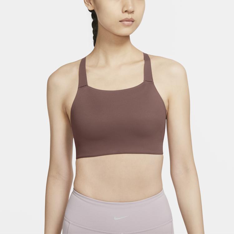 Nike Swoosh Luxe Solid Средняя поддержка спортивный бюстгальтер майка женское нижнее белье Desert CJ0545-298