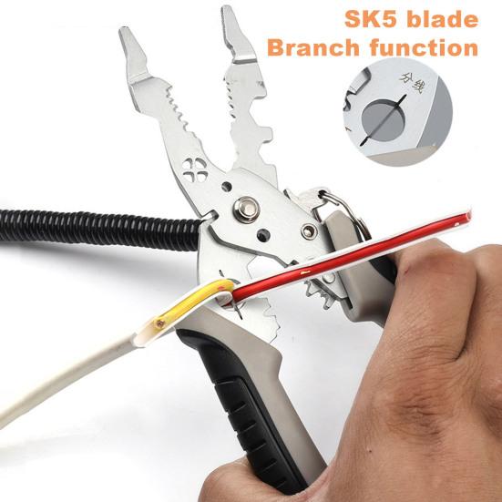 Многофункциональный инструмент для зачистки проводов, щипцы для резки кабеля, плоскогубцы с нескользящей ручкой, плоскогубцы для электрика, инструменты для зачистки кабеля