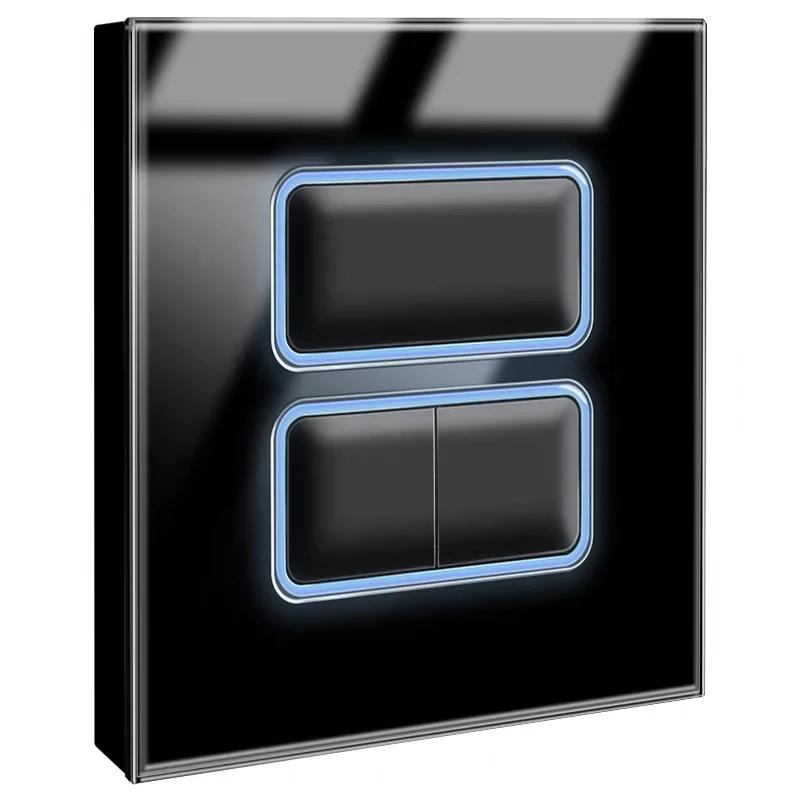 EU светодиодный настенный светильник кнопочный выключатель 1/2/3/4 Gang настенная панель универсальная черная стеклянная панель включения/выключения 16A AC 110V-220C UK двойная розетка