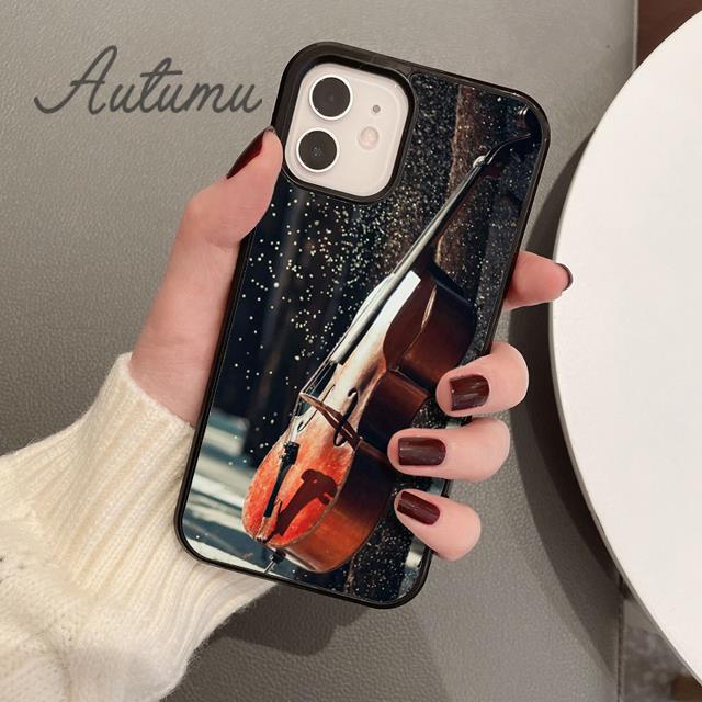 Деревянный Чехол для Телефона Скрипка Виолончель для iPhone 17 Air 15 16 16e 11 12 13 14 Pro Max Plus Чехол coque Fundas Оболочка