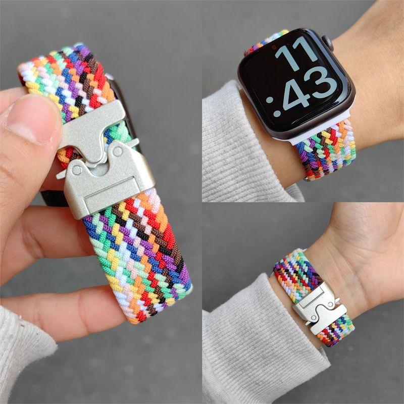Нейлоновый тканый ремешок для Apple Watch S10-парашютная пряжка, дышащий спортивный сменный ремешок для iWatch 10/9/8/7/6/5/4/3/2/1/Se/Ultra/ultra2 49 мм 46 мм