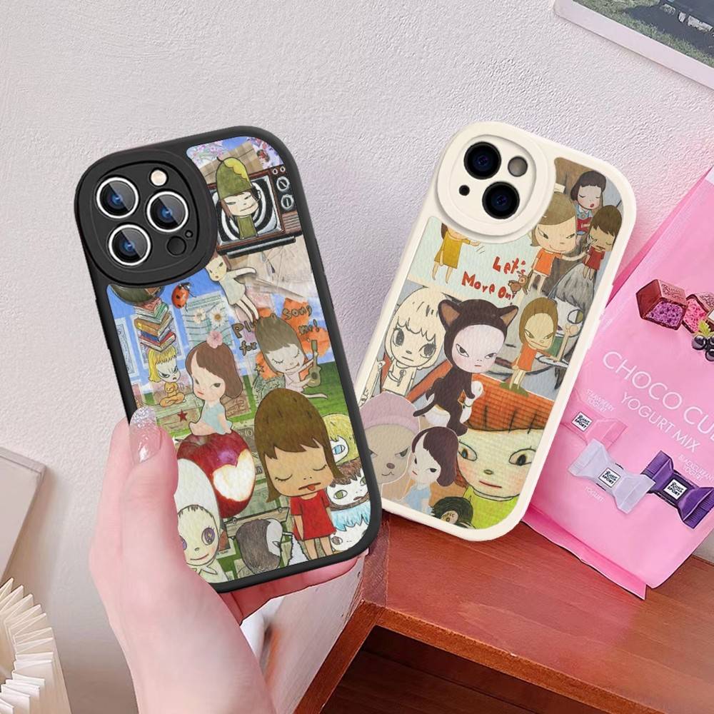 Y-yoshitomo Nara-A Ретро-искусство Чехол для телефона из ПУ-кожи Для IPhone 16 15 14 13 12 11 Pro Max Plus Задняя часть Fundas