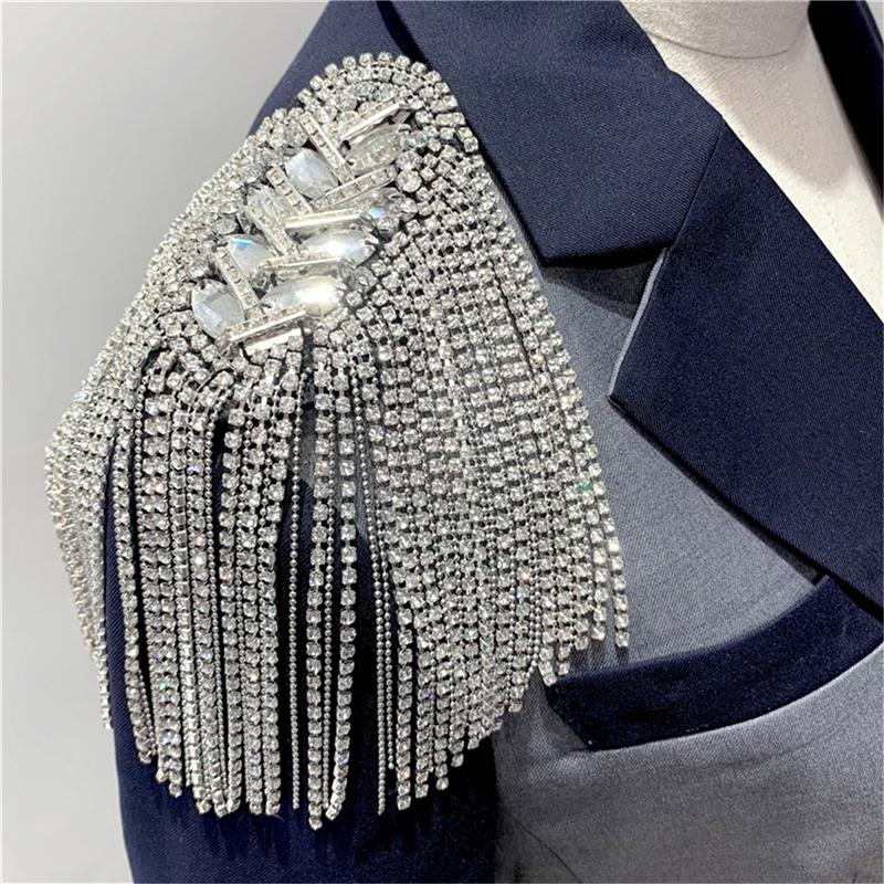 1Pc Fashion Handmade Shoulder Jewelry Tassel Rhinestones Epaulettes Clothing Accessories Brooch Epaulet Shoulder Brooches Gift