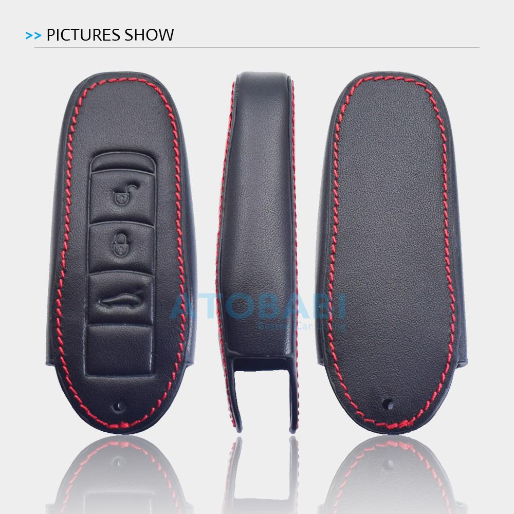 Leather Car Key Cover Bag For Porsche Macan Cayenne Panamera 911 Boxster Cayman 718 Smart Remote Control Fobs Shell Protector Case