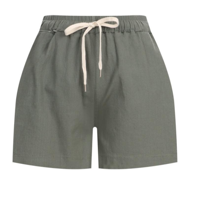 Shop   Women Waistband Pocket Vacation Shorts Beige Pic Wpt 20651
