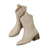 Fashion V-shaped Embroidered Sleeve Thick Heel Knight Boots Retro Mid Top Pointed Western Cowboy Boots