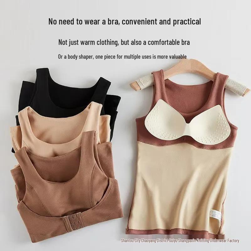 Женский плюшевый термобазовый слой: Бархатная теплая рубашка, подчеркивающая талию и утягивающая живот, с жилетом, генерирующим тепло, и поддерживающим поясом.