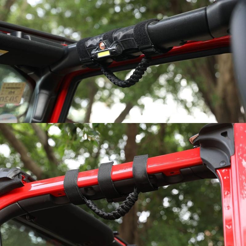 Roof Top Roll Bar Grab Handle with Dome Light Interior Roof Handle Bar Light for Jeep Wrangler CJ YJ TJ JK JL JT 1945-2021