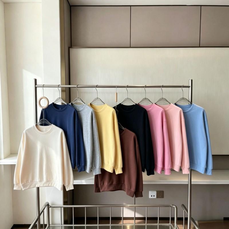 Womens 3D Embroidered Cotton Sweatshirt Round Neck Long Sleeve Casual Sporty Top
