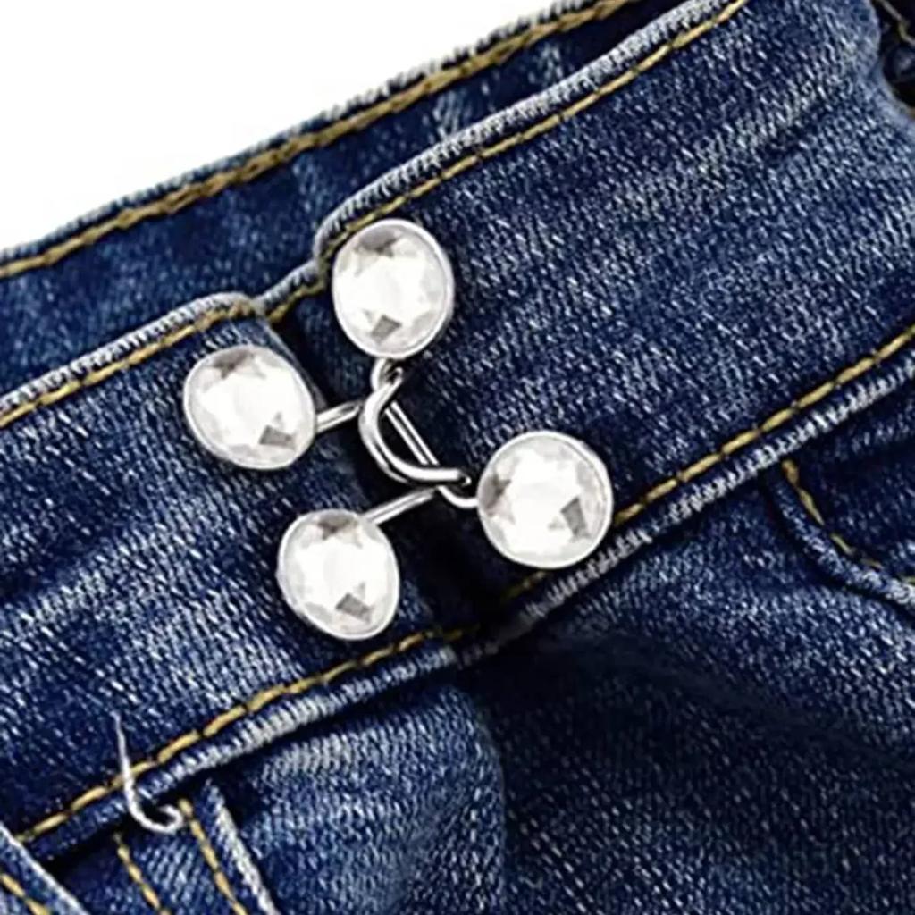 2pcs-Adjustable Waist Buckle Extender No Sewing Pant Clips Waist Tightener Button for Jeans Skirts Sleeves Fit Button Pins Tool