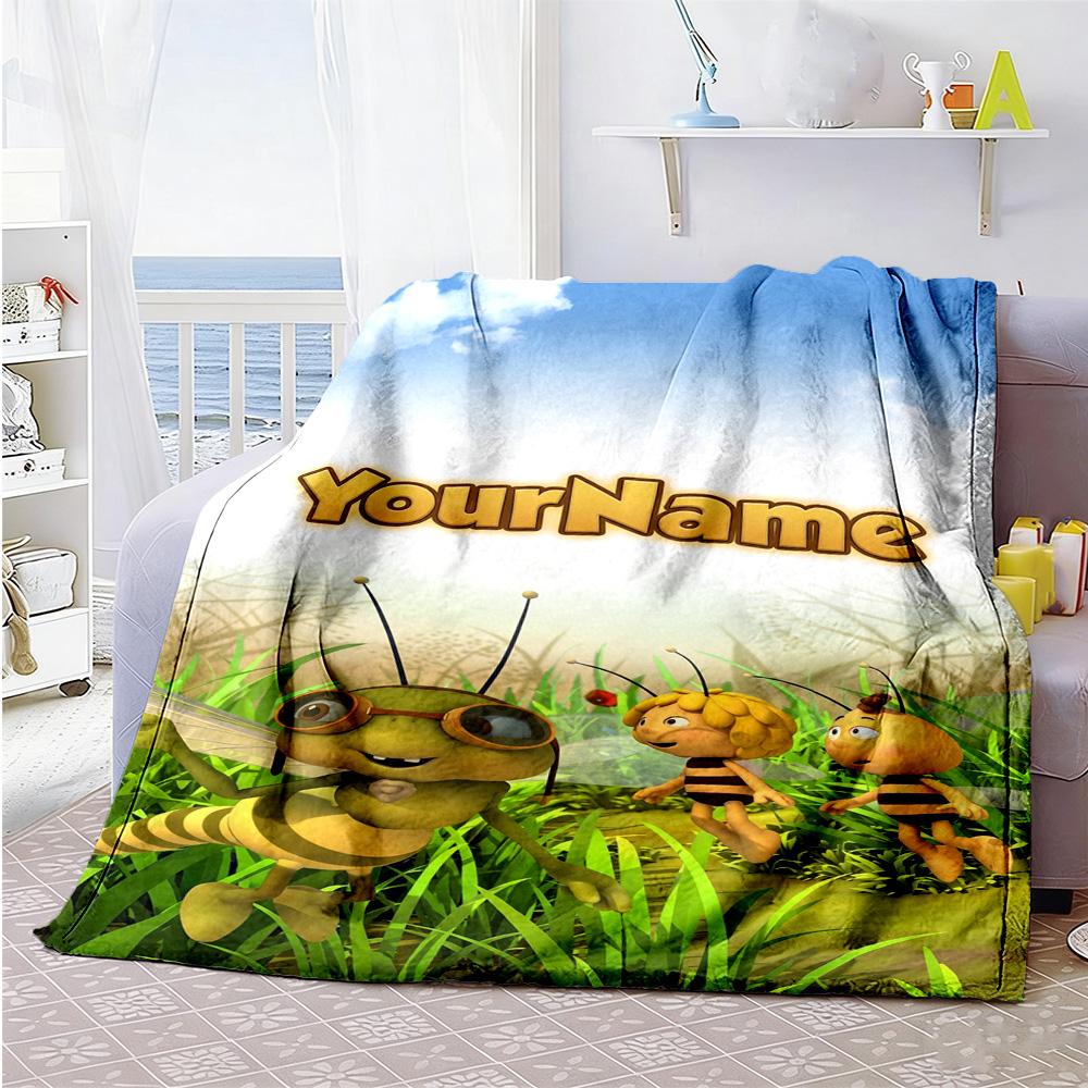 Biene Maja Customize Your Name Blanket Gift Customizable Blanket Ultra-Soft Great for Livingroom Nap Living Room Chair for All Occasions