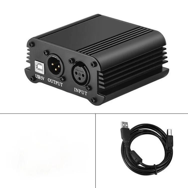48V Phantom Power Supply with Adapter Bonus+XLR 3 Pin Microphone Cable for Any Condenser Microphone Music Recording Equipment