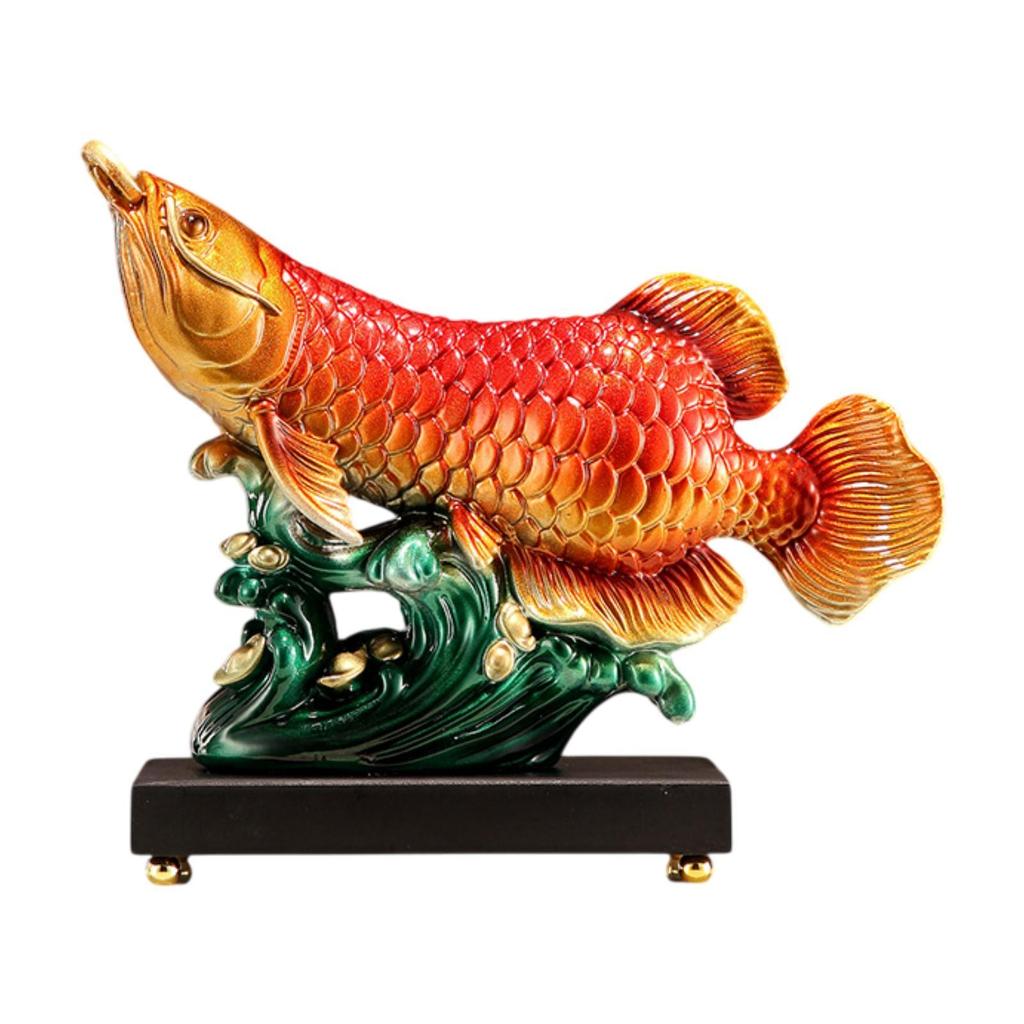 Arowana Fish Statue Resin Decorative Figurine for Entrance Bookshelf Shelf