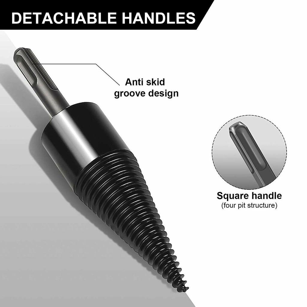 Firewood Log Splitter, Drill Bit Removable Cones Kindling Wood Splitting Logs Bits Heavy Duty Electric Drills Screw Cone Driver