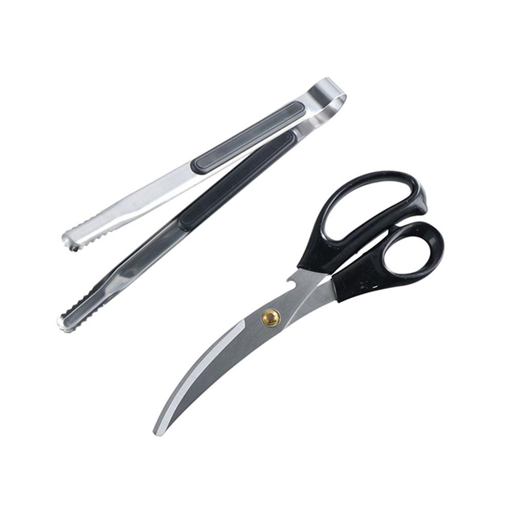 Herb Multipurpose Cooking Heavy Duty Stainless Steel Food Shears Clip Kitchen Scissors BBQ Tongs