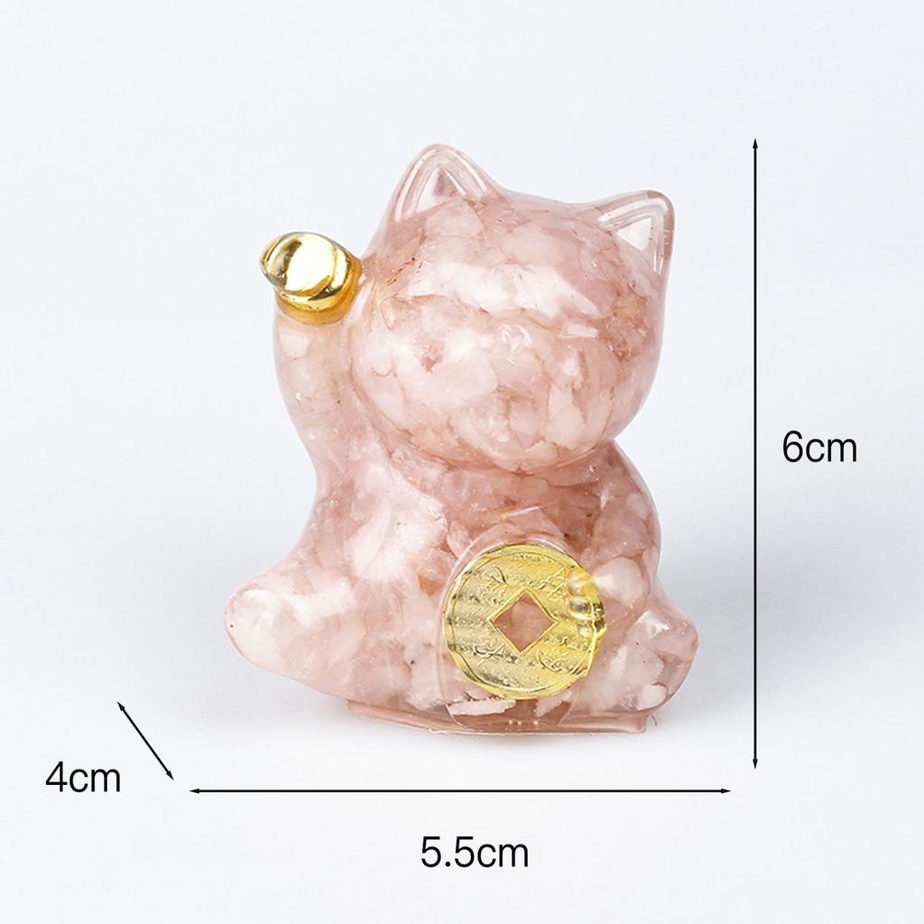 Mini Fortune Cats Statue Decor Crystal Epoxy Resin Cat Statue Attract Good Luck Money Wealth Gift for Men Women Desk Figurines