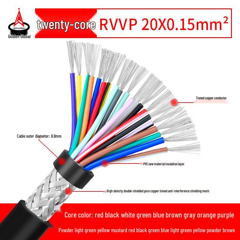 RVVP Shielded Control Signal Cable - Available in 2 to 14 Cores, 0.15 to 0.2 Square