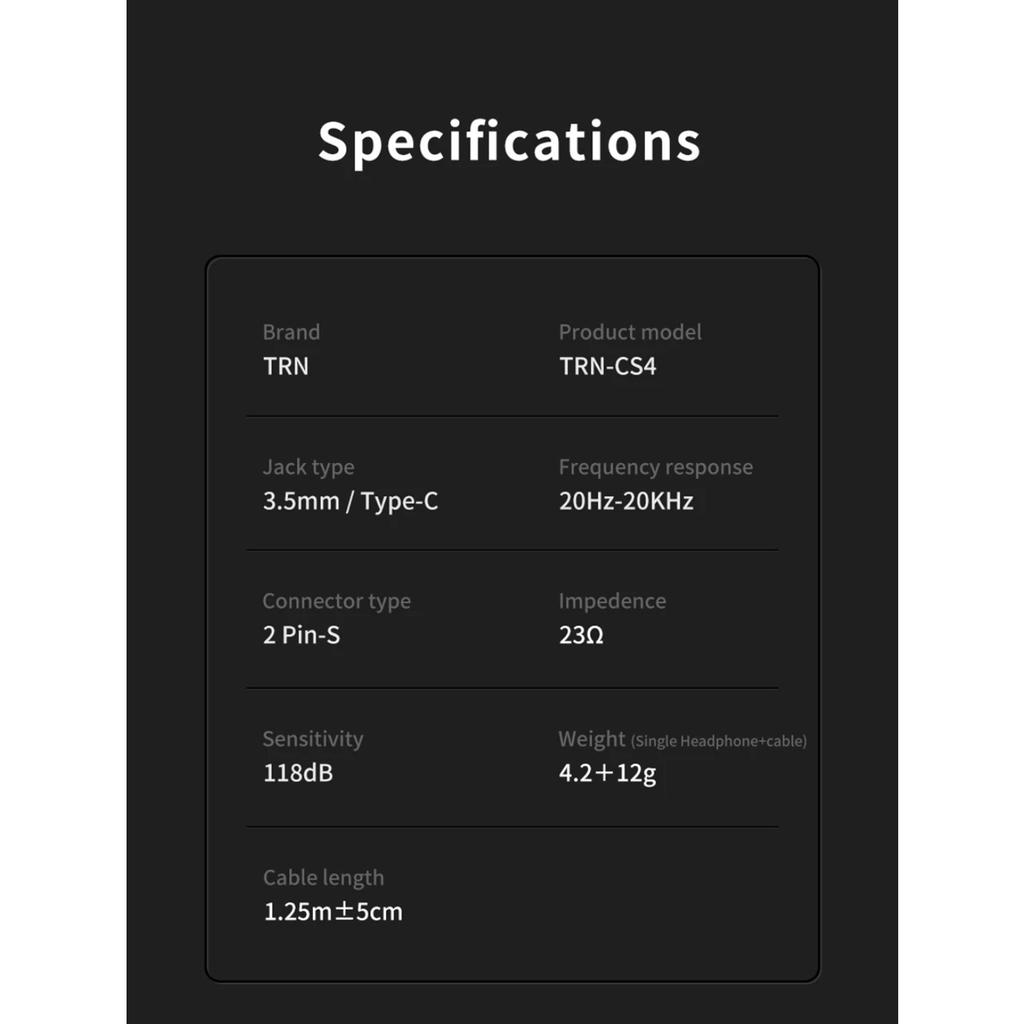 TRN CS4 In Ear Earphone Dynamic DJ Monitor IEM Earbud HIFI Sport Noise Cancelling Headsets TRN ST5 Kirin MT4 MT3 for Xiaomi