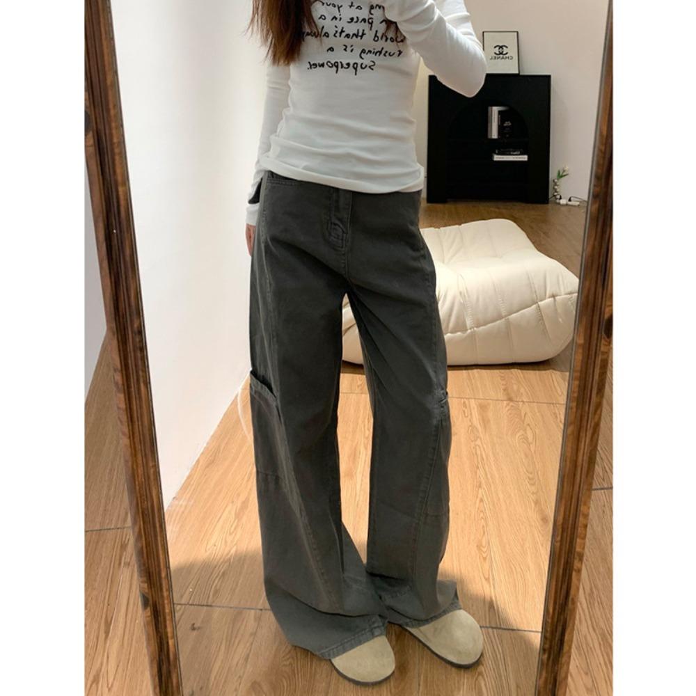 Джинсовый комбинезон с широкими штанинами женский весенне-осенний новый с высокой талией свободный и стройнящий универсальный повседневный прямой