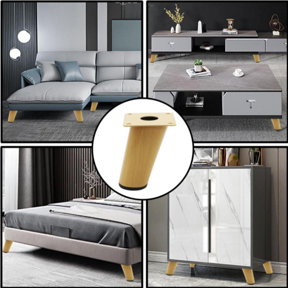 4pcs Wooden Solid Furniture Legs Oblique Straight Non-slip Design Cabinet Legs Adjustable Height Sloping Style Chair Foot Couch