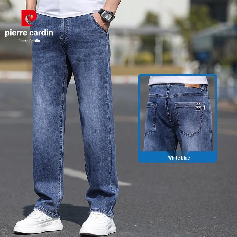 Pierre Cardin Мужские прямые свободные джинсы в стиле business casual