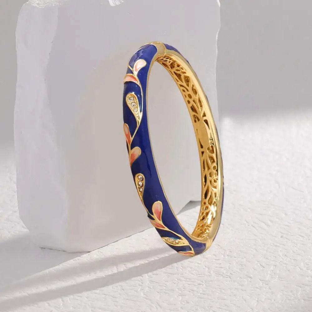 Эмалевая выдолбленная цветочная цепочка двойной браслет женский браслет на руку винтажный браслет перегородчатой эмали для девочек