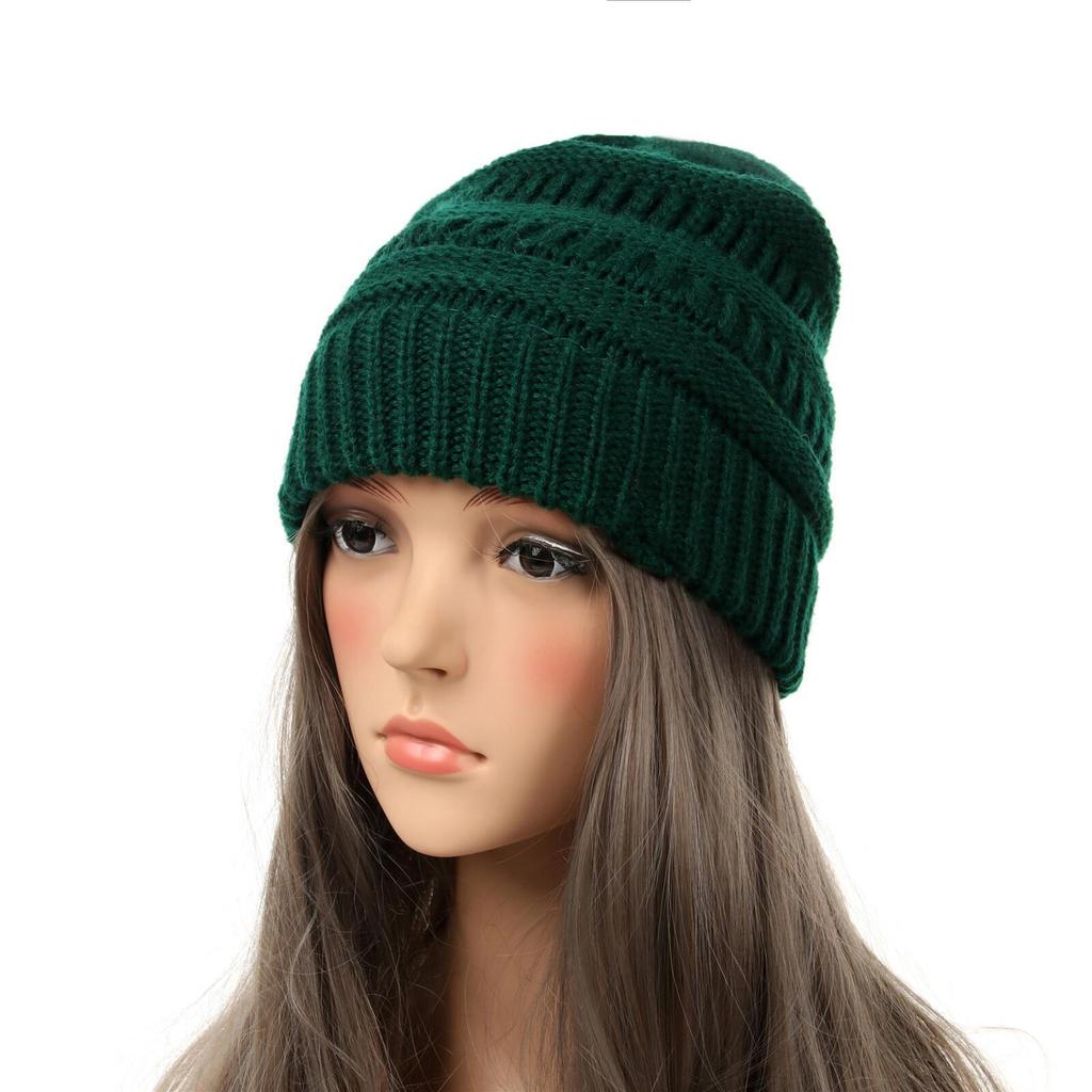 New Autumn And Winter Wool Cap European And American Women's Capped Cap Warm Knitted Cap Simple Solid-Coloured Cap