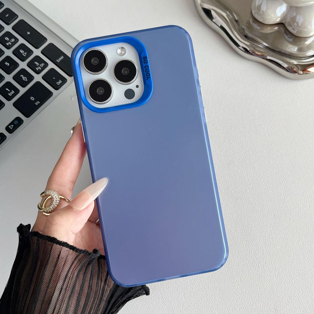 For Apple 15promax Skin Protection Case for IPhone 14 Laser IMD Solid Color Material Color Silver Phone Case