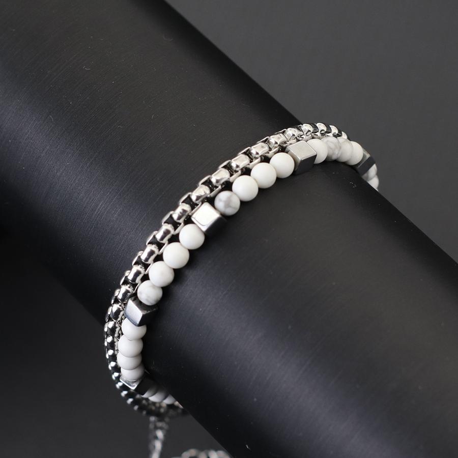 Fashion 2Pcs/Set Cuban Chain Bracelet With Stainless Steel 4mm Tiger Eyes Malachite Stone Strand Braslet Hiphop Rock Accessories