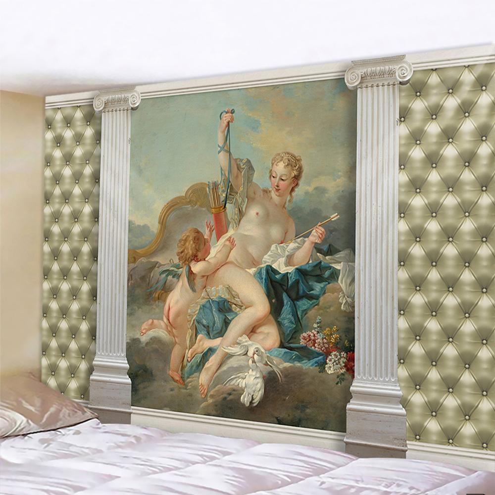 Христианская церковь, фреска, ангел, домашний декор, психоделическая сцена, гобелен, богемный декоративный лист, одеяло для дивана, коврик для йоги в стиле хиппи